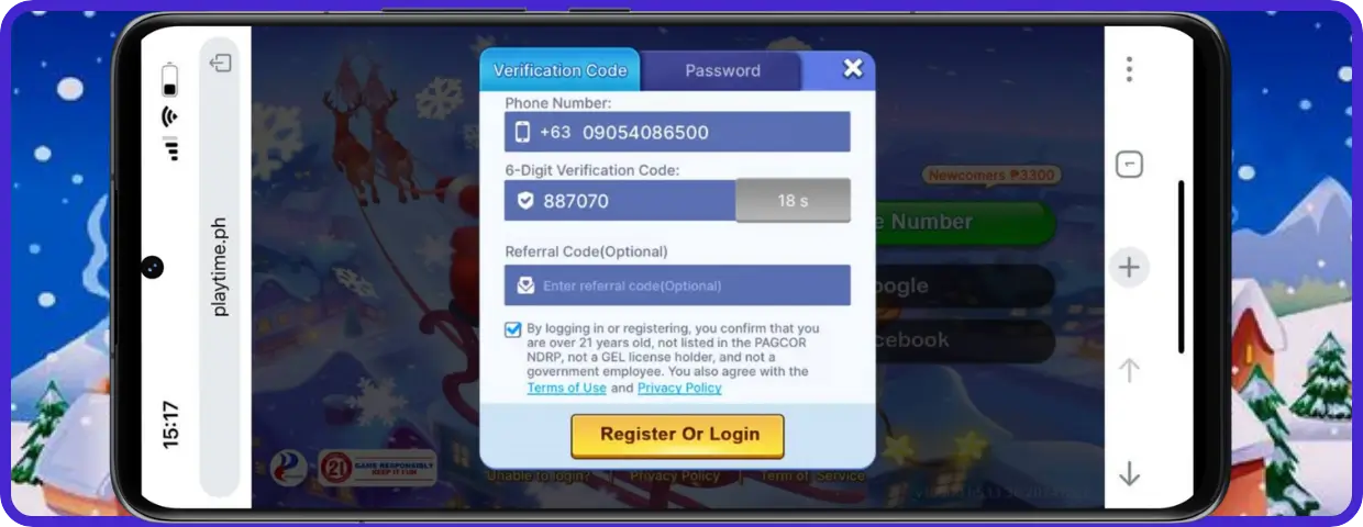 playtime register login 